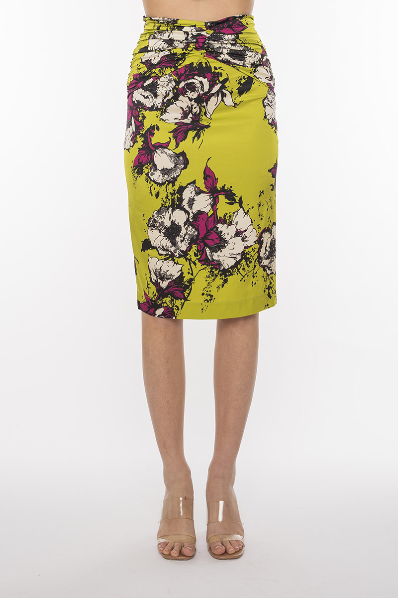 ROUCHED MIDI SKIRT