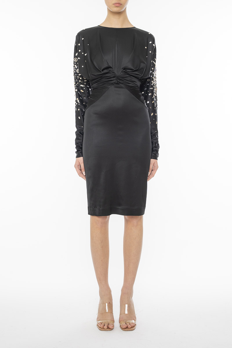 ROUCHED MIDI DRESS